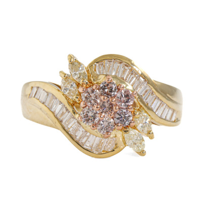 0.90ct Multi-Colour Diamond Flora Ring GSL