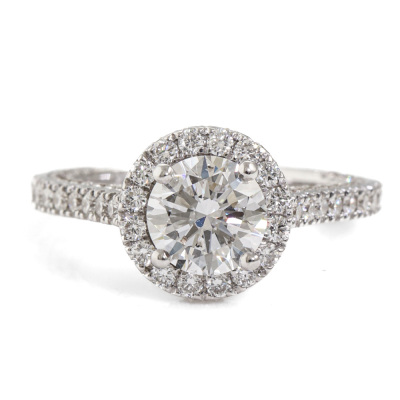1.00ct Centre Diamond Halo Ring GIA E SI2