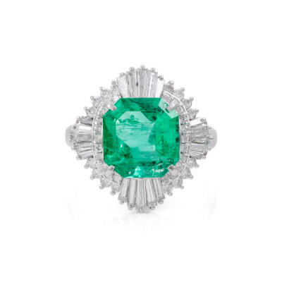 4.86ct Colombian Emerald & Diamond Ring GIA