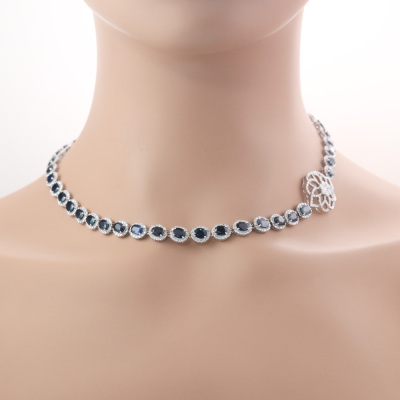 25.80ct Sapphire and 5.16ct Diamond Necklace