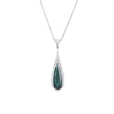 2.02ct Green Tourmaline and Diamond Pendant