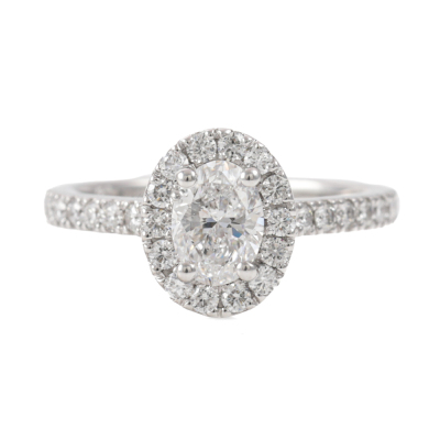 0.70ct Centre Diamond Halo Ring GIA E SI1