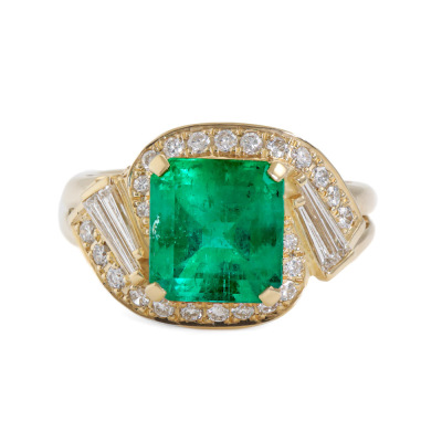 3.04ct Emerald and Diamond Ring