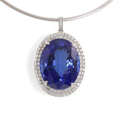 64.02ct Tanzanite and Diamond Pendant