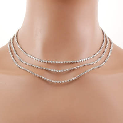 19.70ct 3 Row Diamond Tennis Necklace