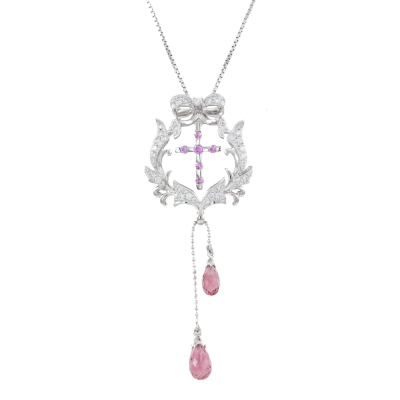 2.37ct Tourmaline, Sapphire & Diamond Pendant