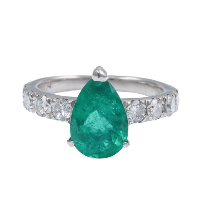 2.05ct Colombian Emerald and Diamond Ring GIA
