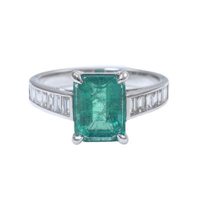 2.48ct Zambian Emerald and Diamond Ring