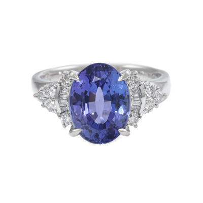 4.11ct Tanzanite and Diamond Ring