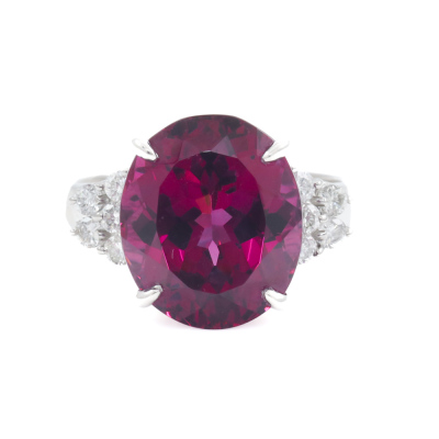 8.78ct Rhodolite Garnet and Diamond Ring