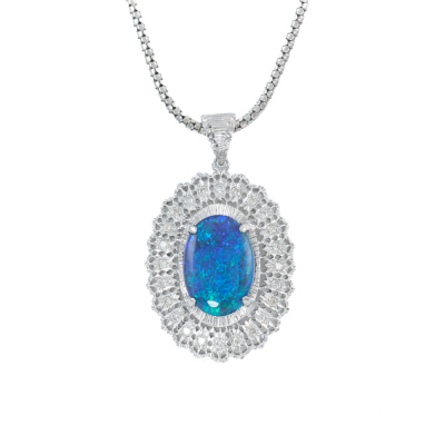 4.43ct Black Opal and Diamond Pendant