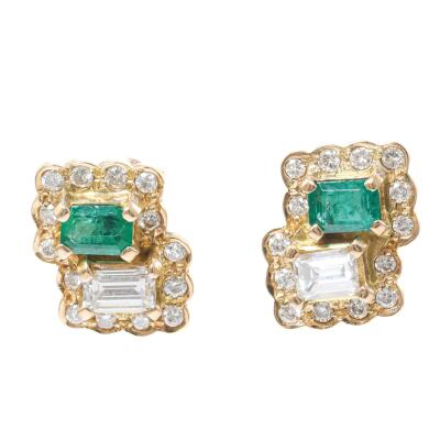 0.70ct Emerald and Diamond Earrings