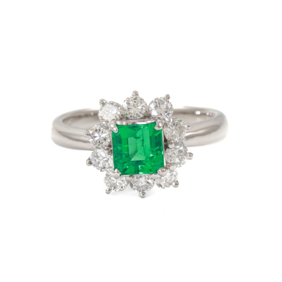 0.78ct Emerald and Diamond Ring