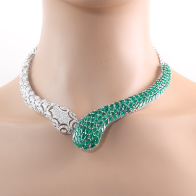 27.00ct Emerald & 3.60ct Diamond Necklace