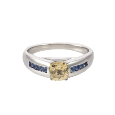 0.70ct Heliodor and Sapphire Ring