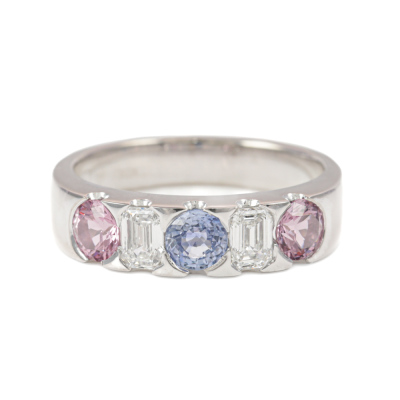 Spinel, Ceylon Sapphire and Diamond Ring