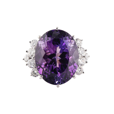 15.34ct Amethyst and Diamond Ring