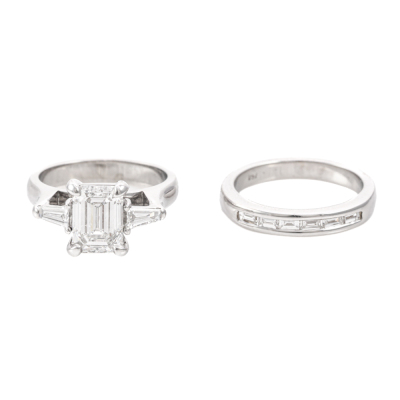 2.01ct Solitaire Diamond Ring & Band Set GIA