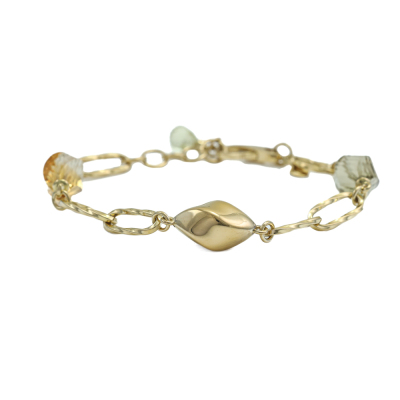 Multi-coloured Quartz Gold Bracelet