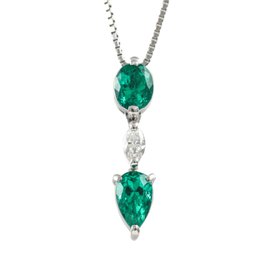 1.04ct Emerald and 0.12ct Diamond Pendant