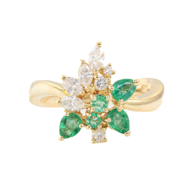 0.54ct Emerald and Diamond Ring