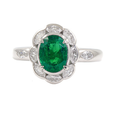 1.23ct Emerald and Diamond Ring
