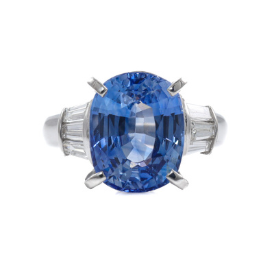 6.92ct Sri Lanka Sapphire and Diamond Ring