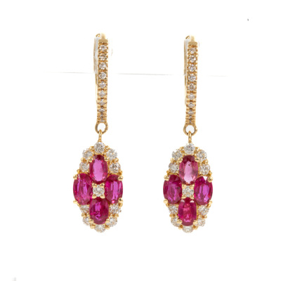2.30ct Ruby & 0.64ct Diamond Earrings