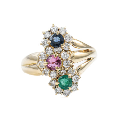 Emerald, Ruby, Sapphire and Diamond Ring