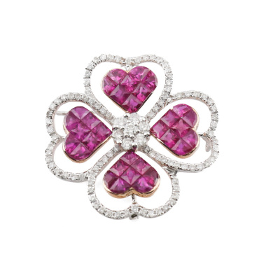 3.50ct Ruby and Diamond Brooch/Pendant