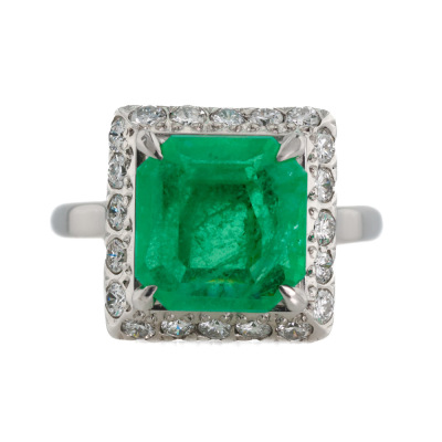 3.11ct Colombian Emerald & Diamond Ring