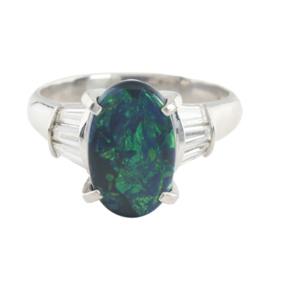 2.23ct Black Opal and Diamond Ring