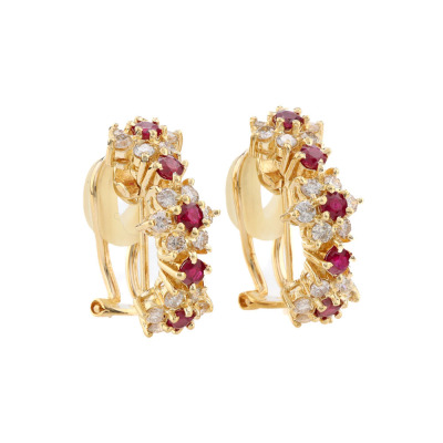 1.22ct Ruby and Diamond Earrings