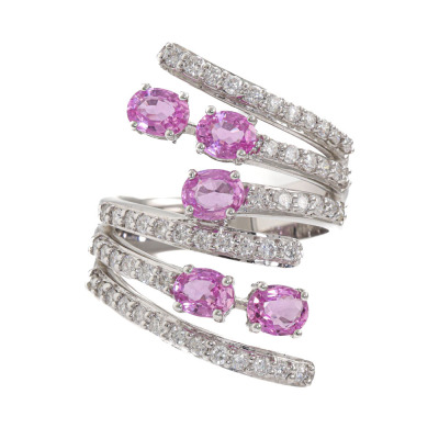 2.50ct Pink Sapphire and Diamond Ring