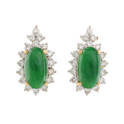 4.27ct Jade and Diamond Earrings