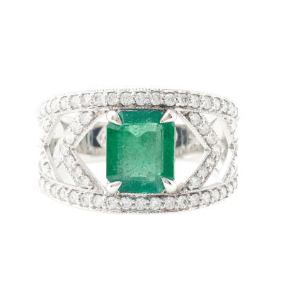 2.40ct Zambian Emerald & Diamond Ring GSL