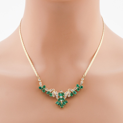 3.28ct Emerald and Diamond Necklace