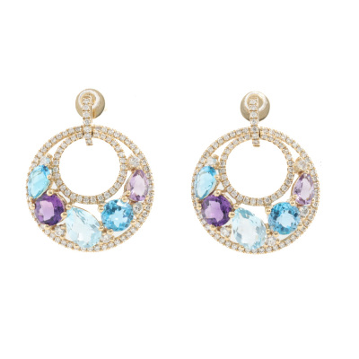 4.80ct Multicoloured Gem & Diamond Earrings