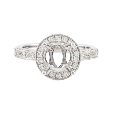 18ct Gold Semi Mount Ring with Diamonds