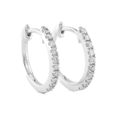 Diamond Huggie Hoop Earrings 14K Gold