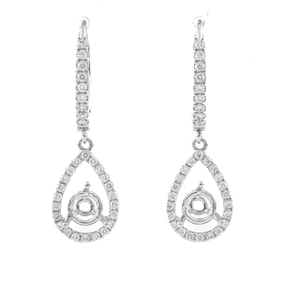 18ct Gold Semi Mount Earrings with Diamonds