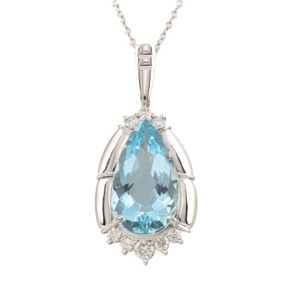 3.85ct Aquamarine and Diamond Pendant