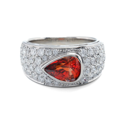 1.77ct Orange Sapphire and Diamond Ring