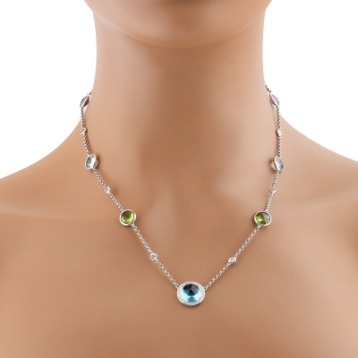 6.30ct Multicoloured Gemstone & Diamond Necklace