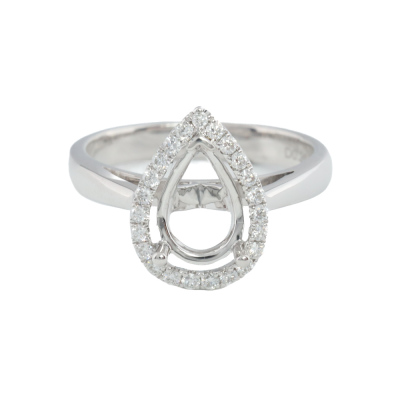 18ct White Gold Semi Mount Ring with Diamonds