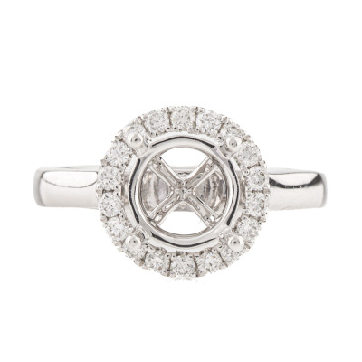 18ct White Gold Semi Mount Ring with Diamonds