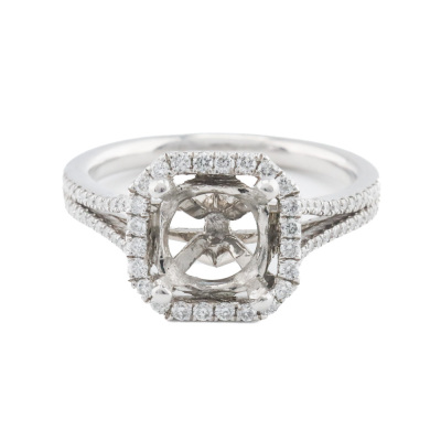 Platinum Ring Semi Mount with Diamonds