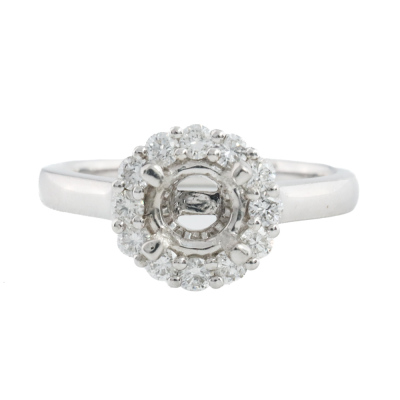 Platinum Ring Semi Mount with Diamonds
