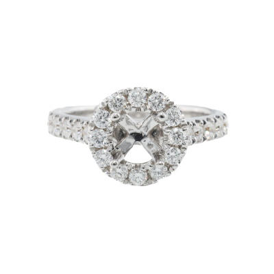 18ct White Gold Ring Semi Mount with Diamonds