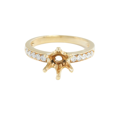 18ct Gold Ring Semi Mount with Diamonds